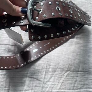 Zara Brown Studded Leather Belt with Silver Hardware - Never Worn W/ TAGS!